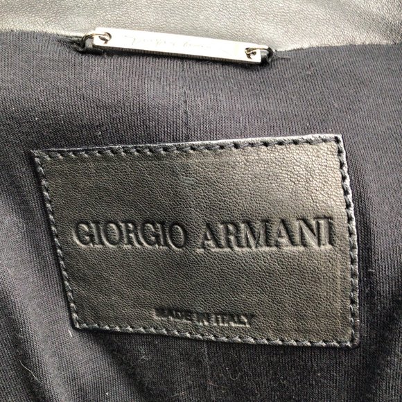 GIORGIO ARMANI BLACK STRETCHY LAMBSKIN LEATHER JACKET - Picture 4 of 4